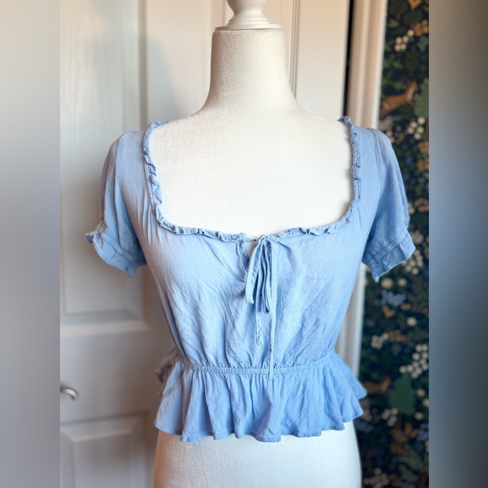 Urban Outfitters Light Blue Ruffle Blouse​
